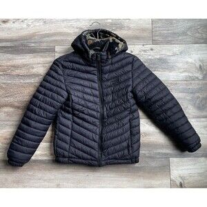 QLZ Boys Down Coat Double Sided Puffer Jacket Size 10 Camouflage Removable Hood